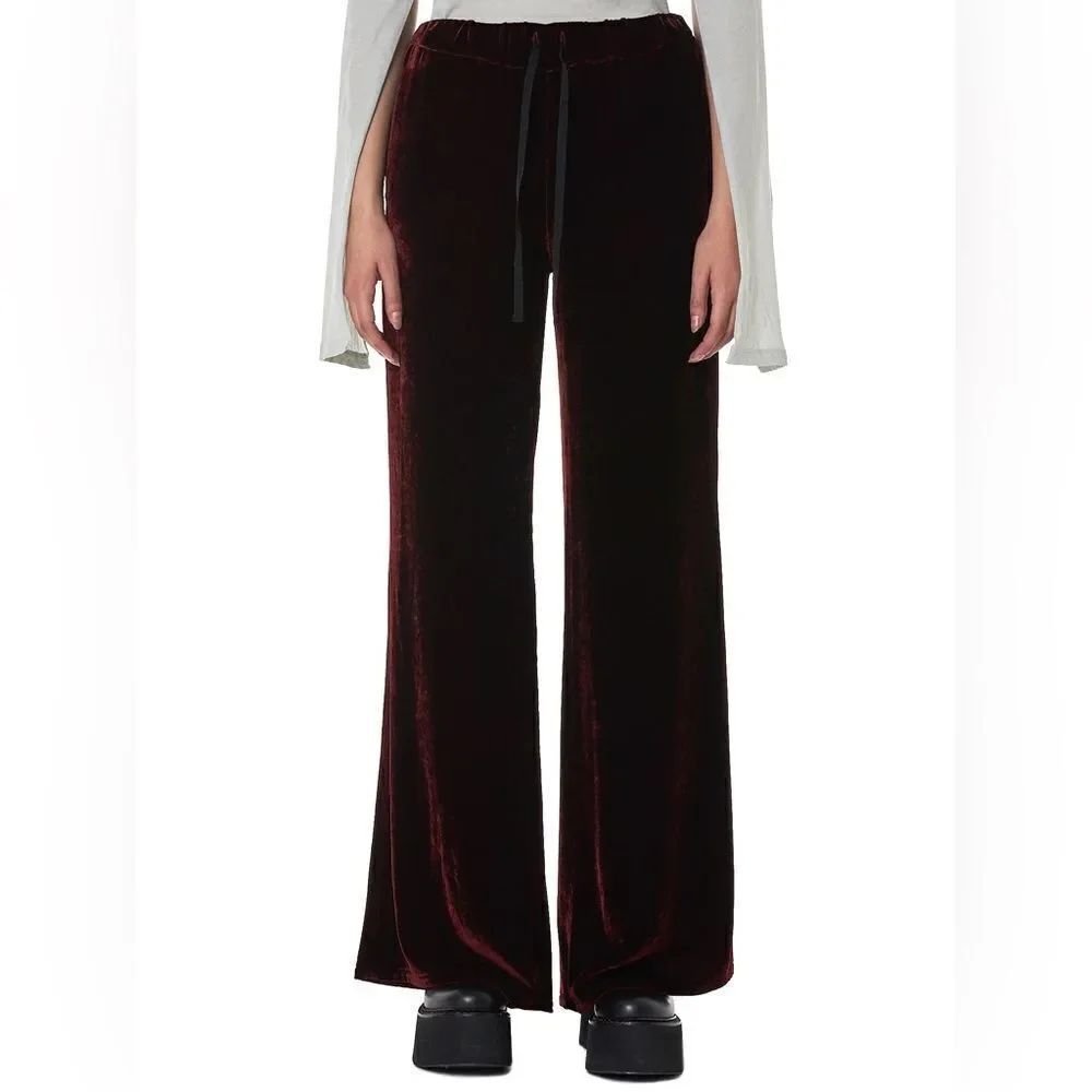 H. Lorenzo unravel luxury burgundy palazzo trousers Style UWCA038E18136001-